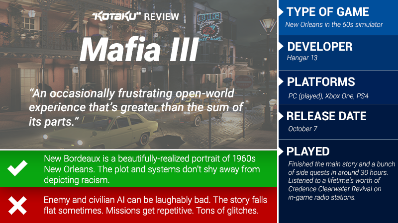 Illustration for article titled Mafia III: The Kotaku Review
